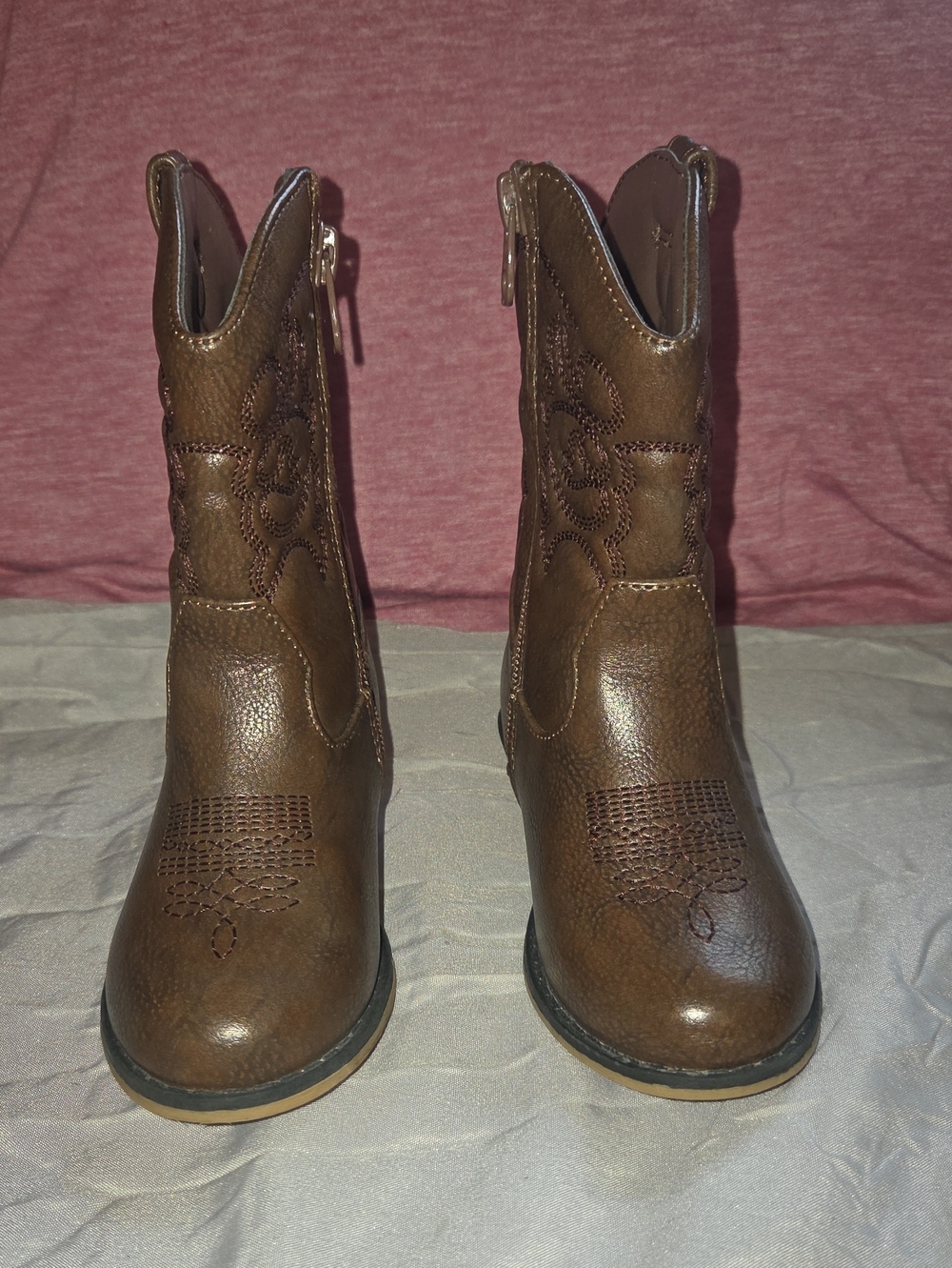 Girls Brown Western Ankle Boots